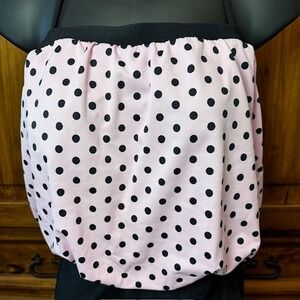 Longitude Vintage Polka Dot Blouson Halter One Piece Swimsuit Pink Black Size 12